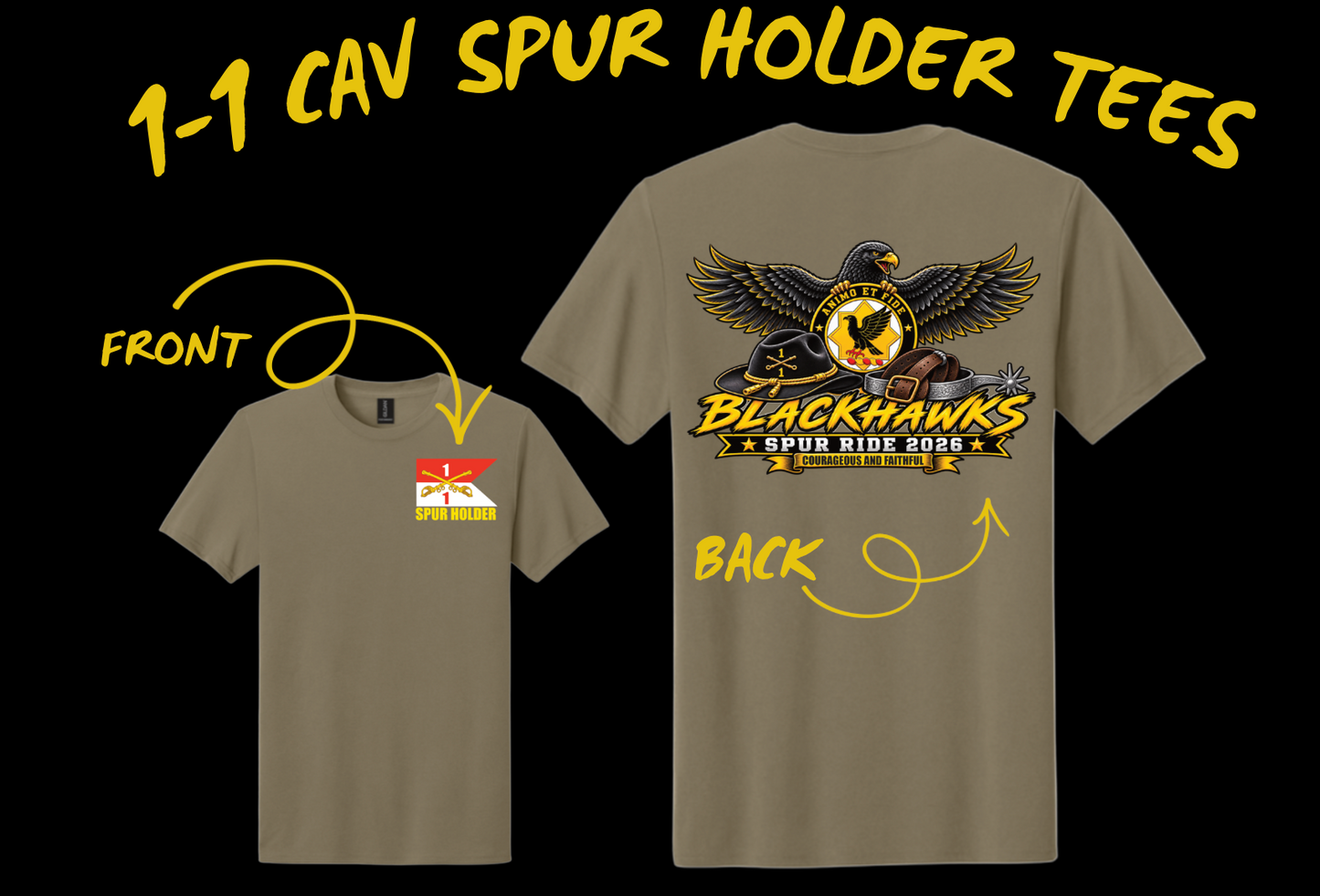 1-1 CAV SPUR HOLDER T-SHIRTS - ORDER BY 5 SEPT FOR SQDN DELIVERY 1 SEPT FOR SHIPPING