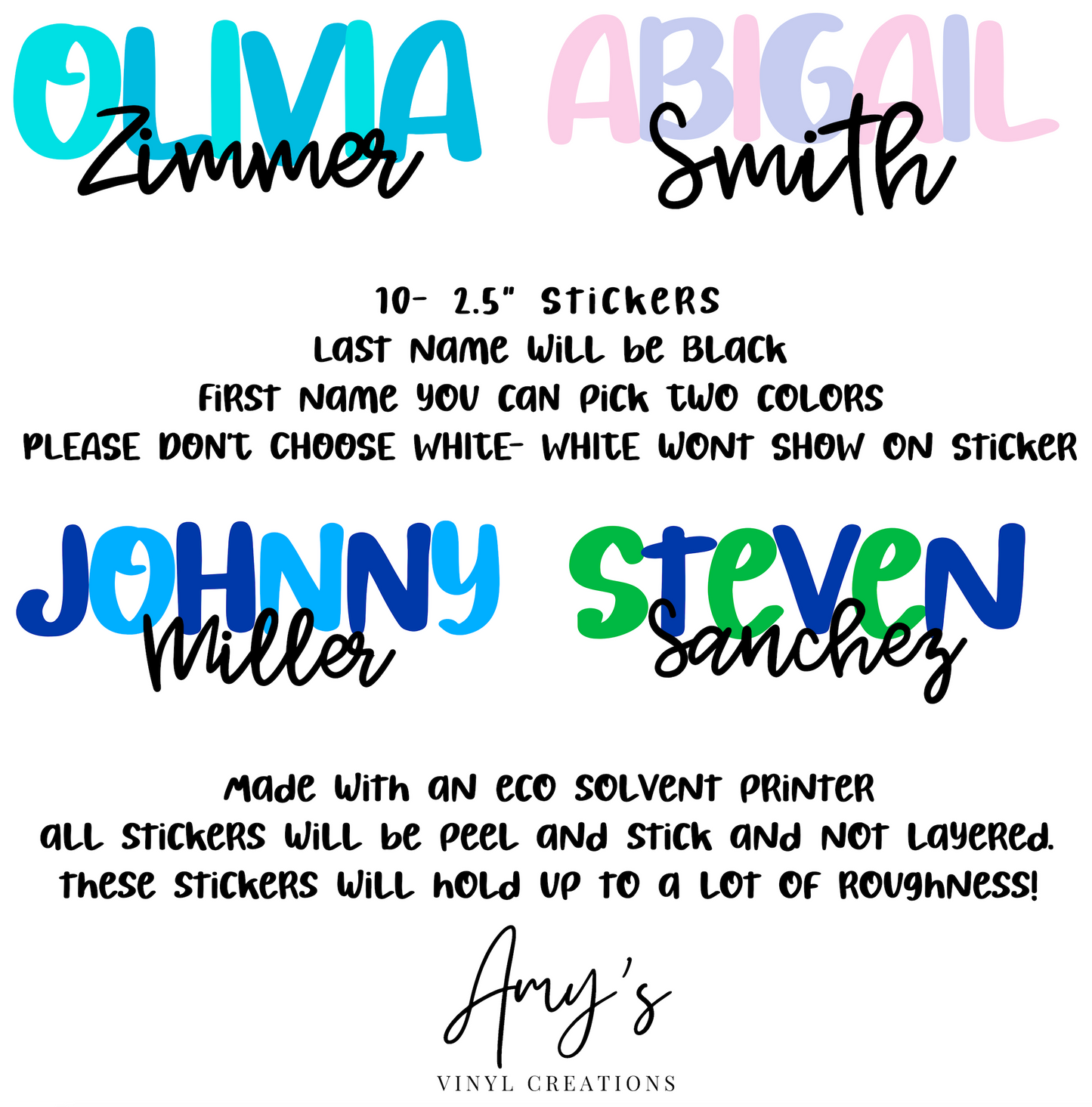 Colorful Name Stickers