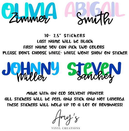 Colorful Name Stickers