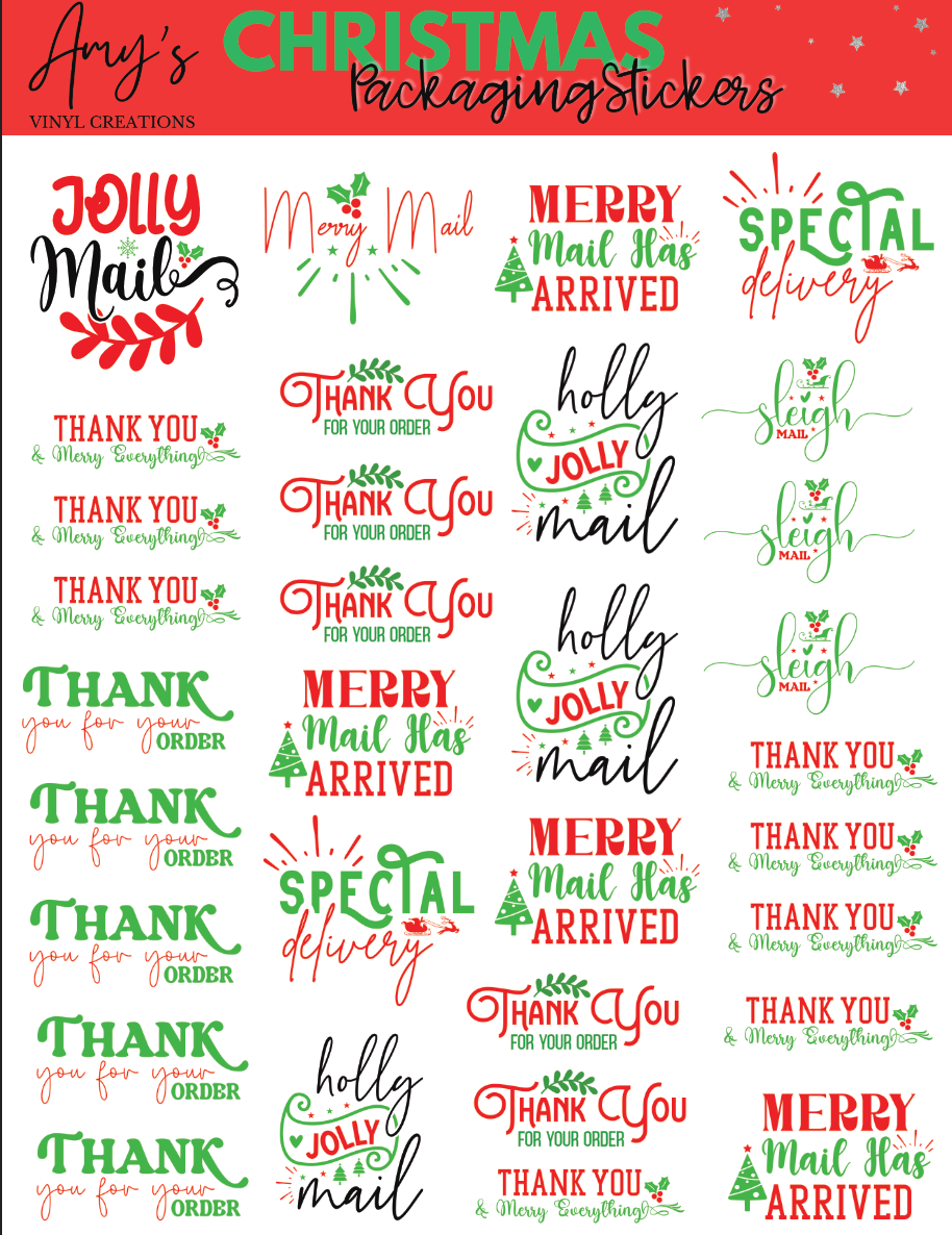 Christmas Packaging Stickers- Brights