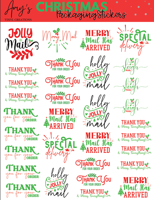 Christmas Packaging Stickers- Brights